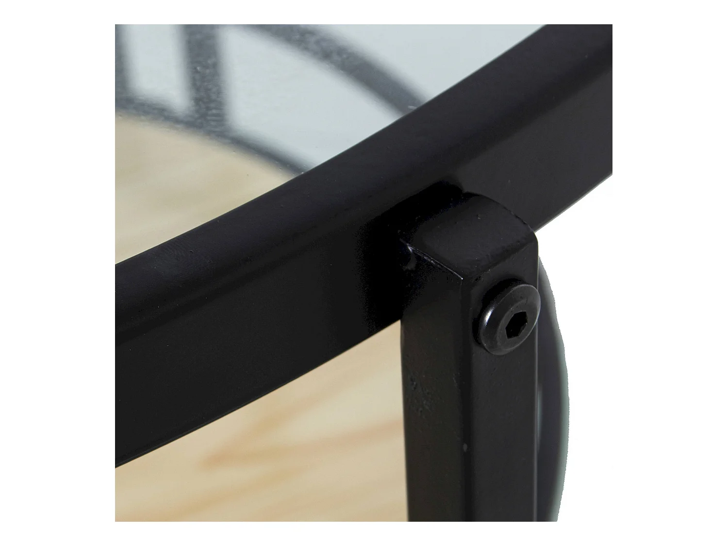 Table basse élégante métal noir et plateau bois