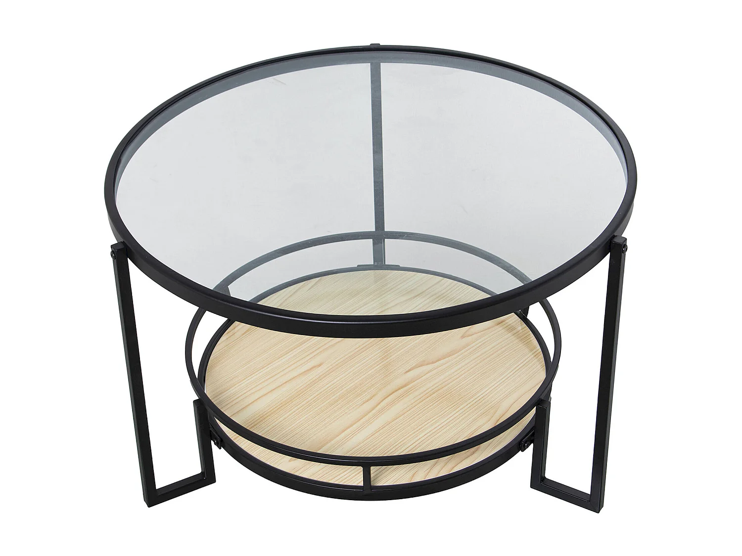 Table basse élégante métal noir et plateau bois