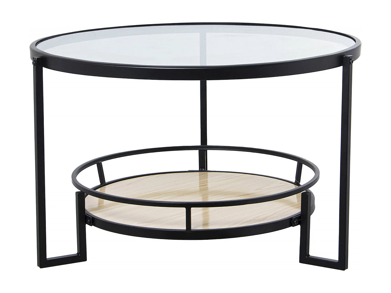 Table basse élégante métal noir et plateau bois