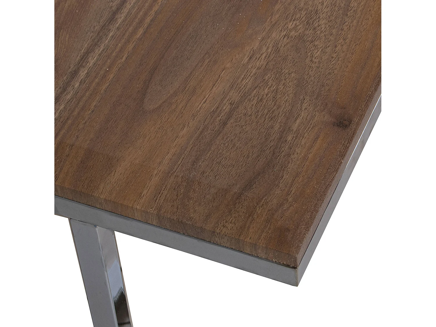 Table basse design en noyer avec pieds en métal