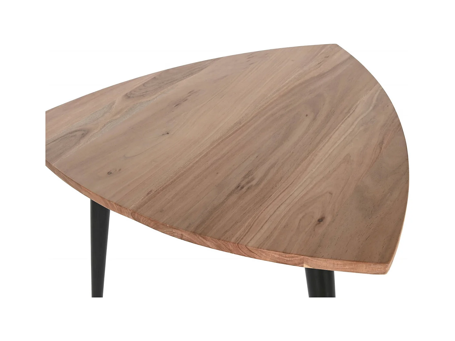 Table basse élégante en acacia et pieds métal noir