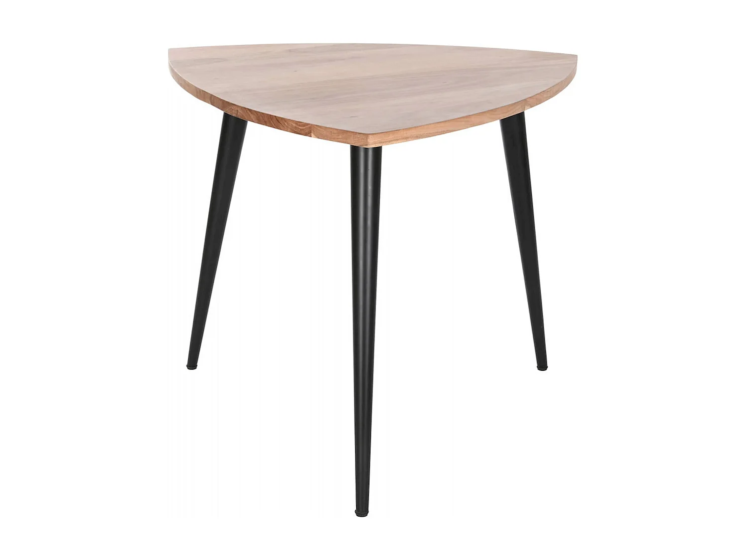 Table basse élégante en acacia et pieds métal noir