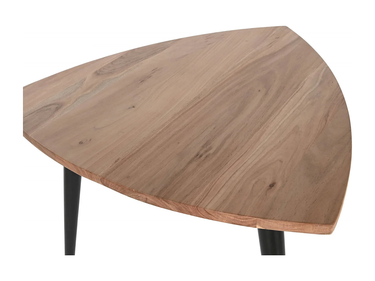 Table basse élégante en acacia et pieds métal noir