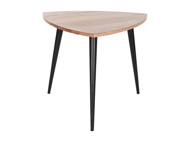 Table basse élégante en acacia et pieds métal noir