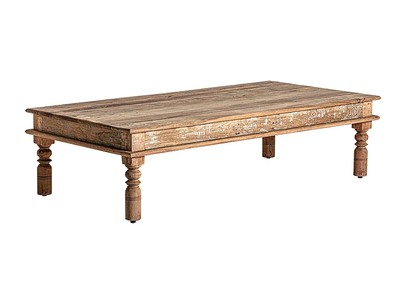 Table basse coloniale en bois naturel