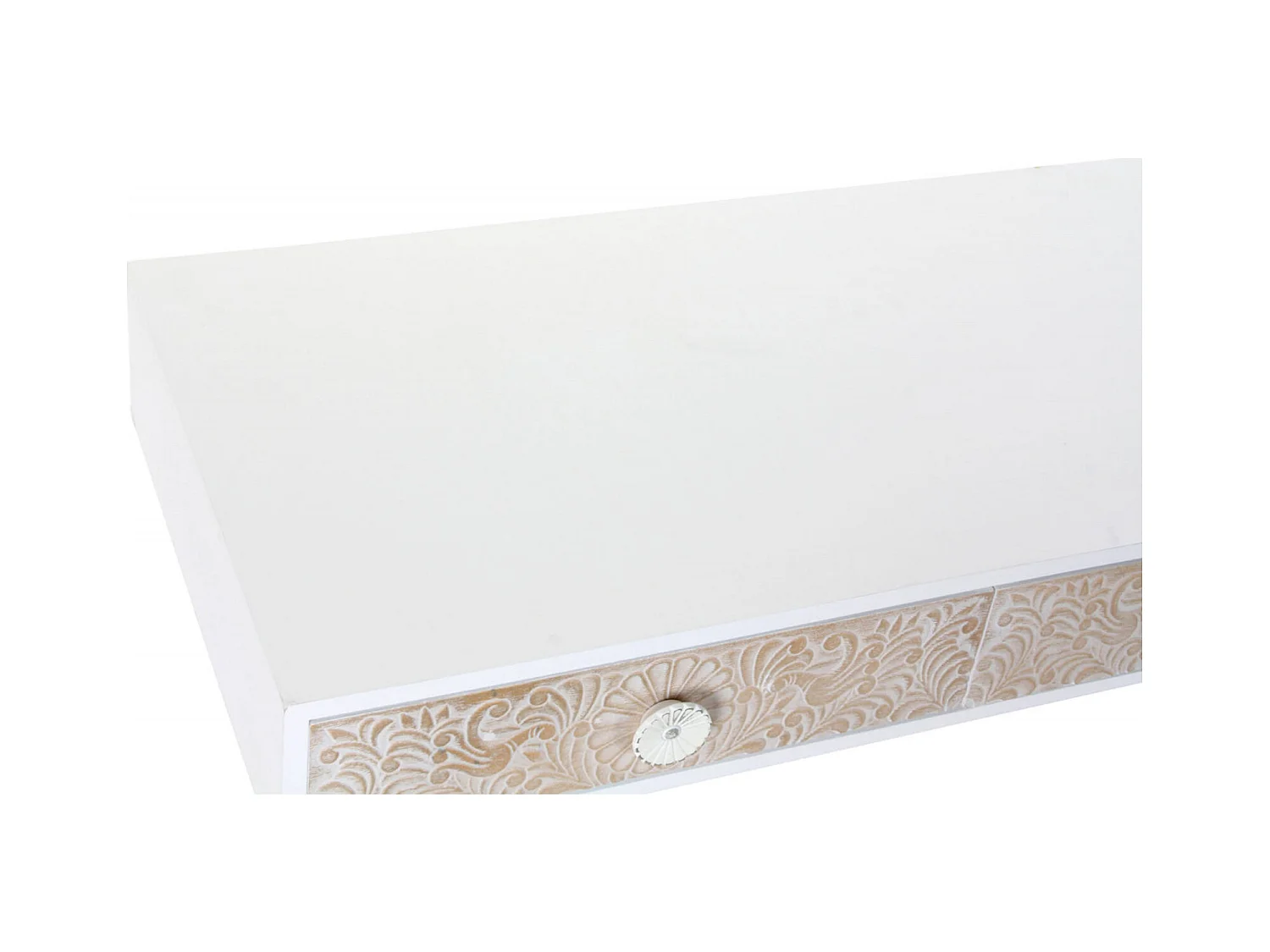 Table basse mandala épicéa bicolore avec tiroirs