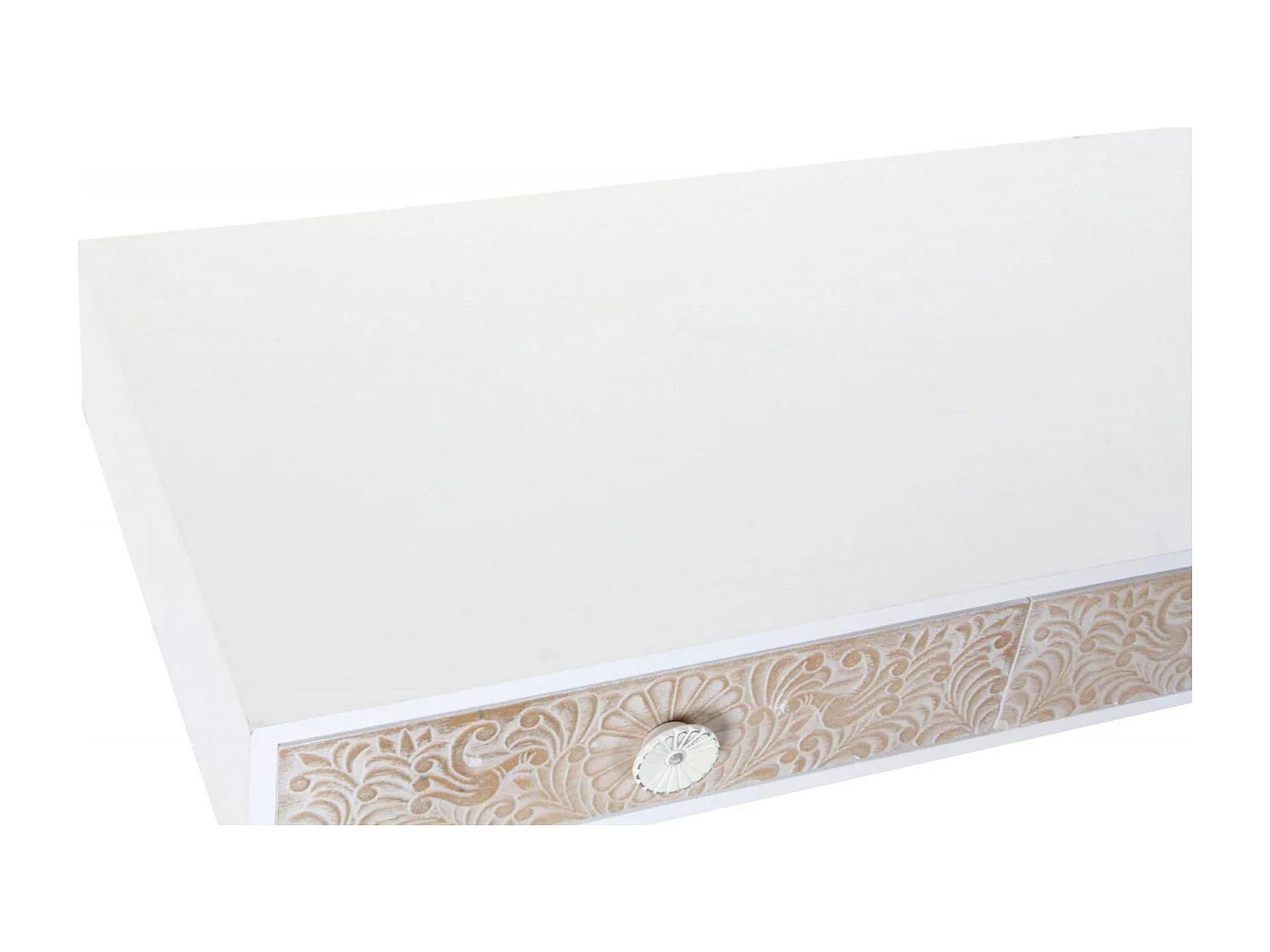 Table basse mandala épicéa bicolore avec tiroirs