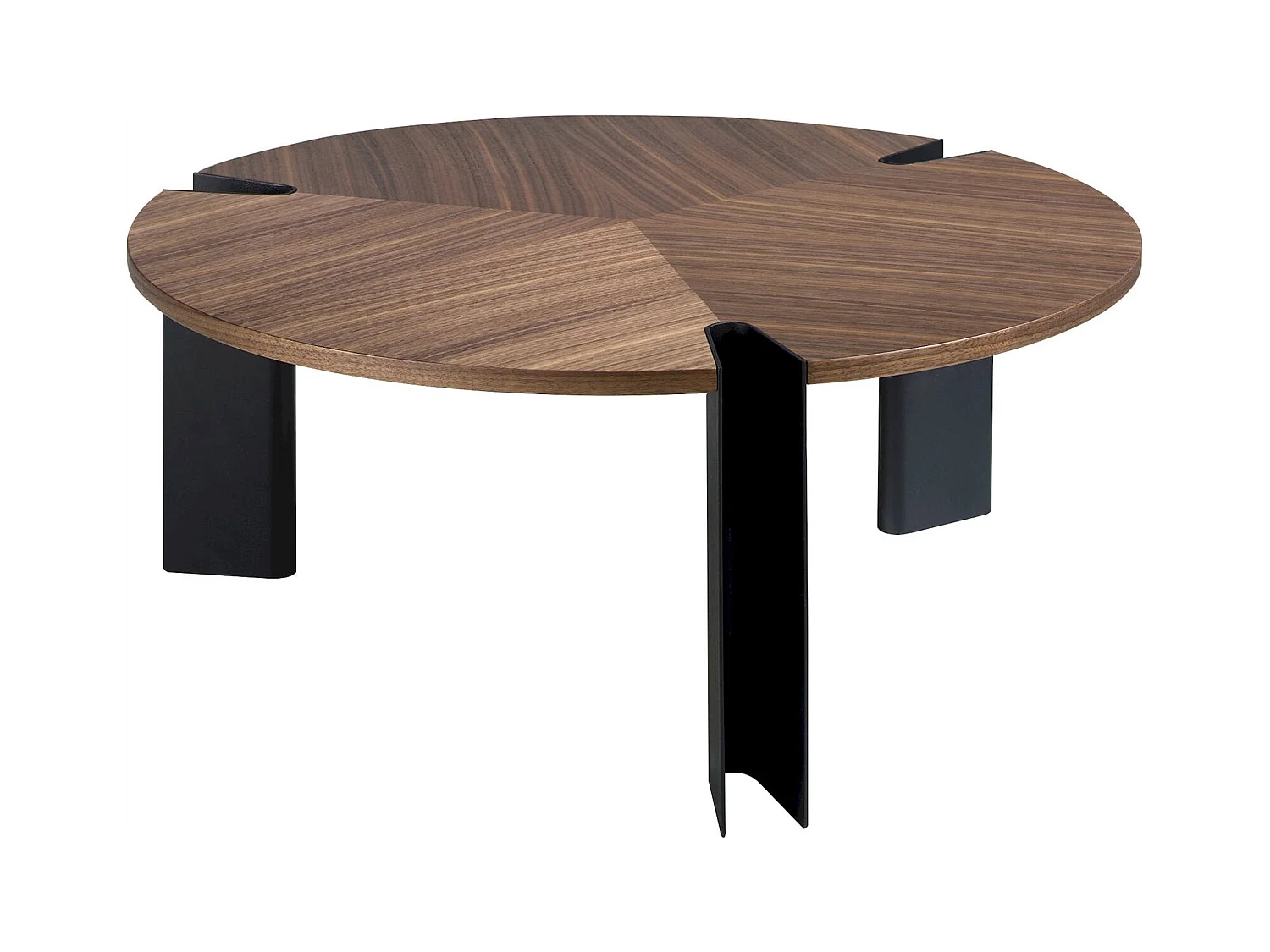 Table basse ronde Angel Cerda en noyer et acier
