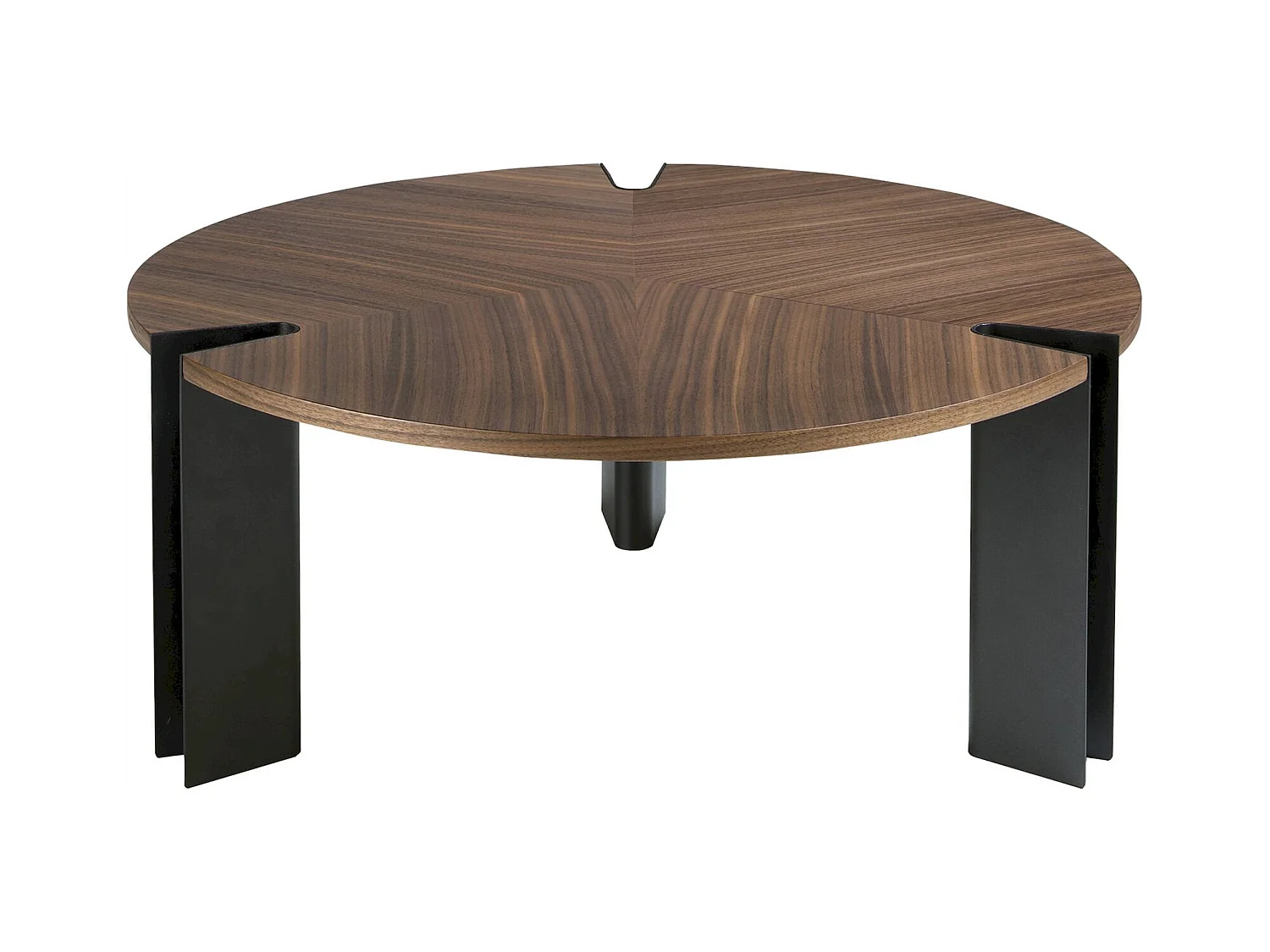 Table basse ronde Angel Cerda en noyer et acier