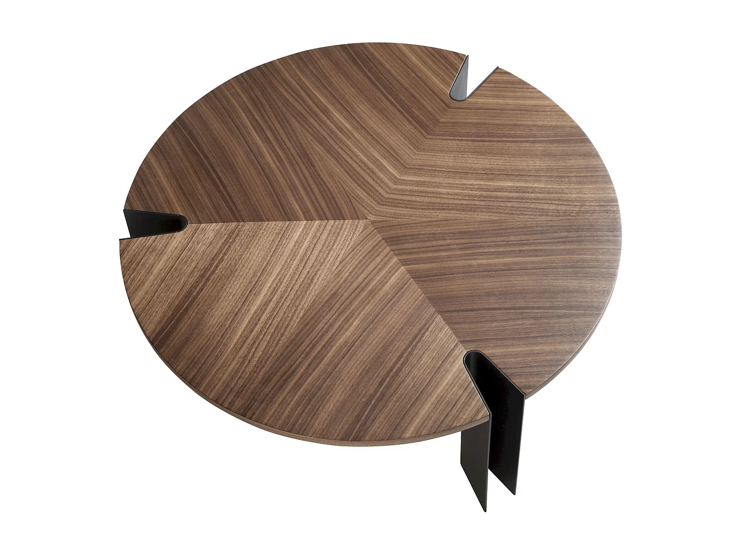 Table basse ronde Angel Cerda en noyer et acier