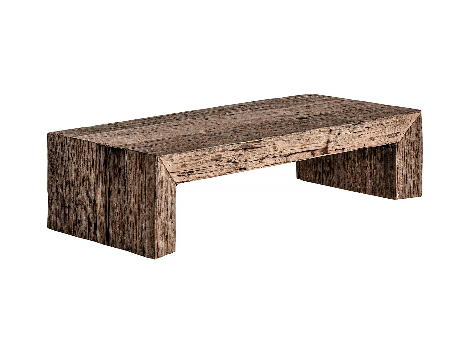 Table basse ethnique en bois massif recyclé