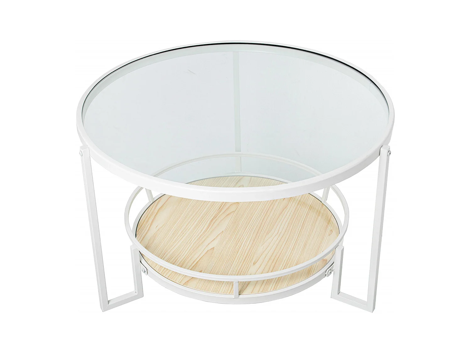 Table basse design métal blanc et bois élégant