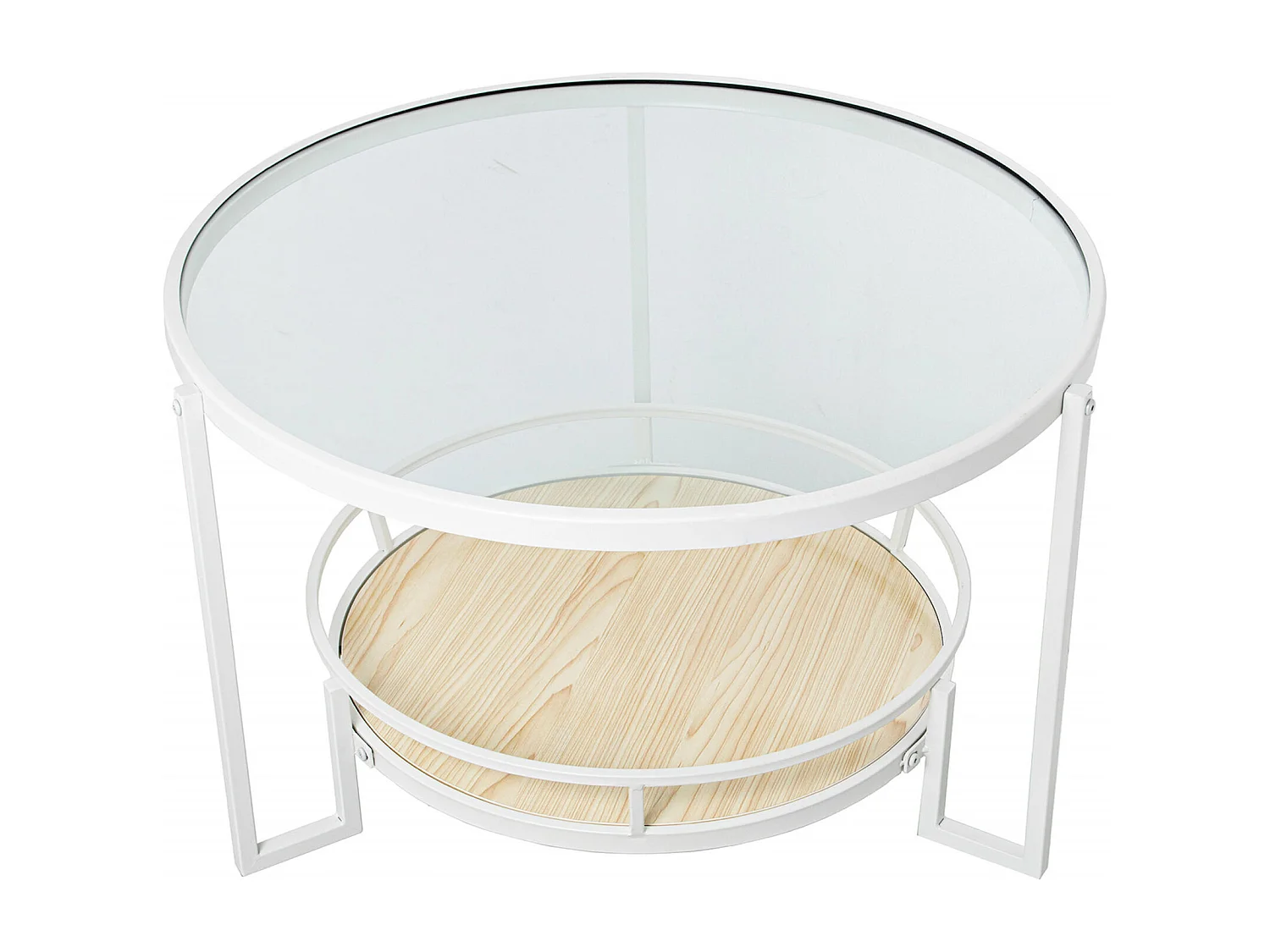 Table basse design métal blanc et bois élégant