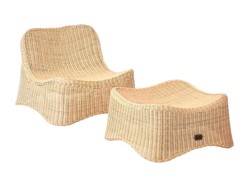 Fauteuil de jardin avec ottoman AIGANI Rotin Naturel