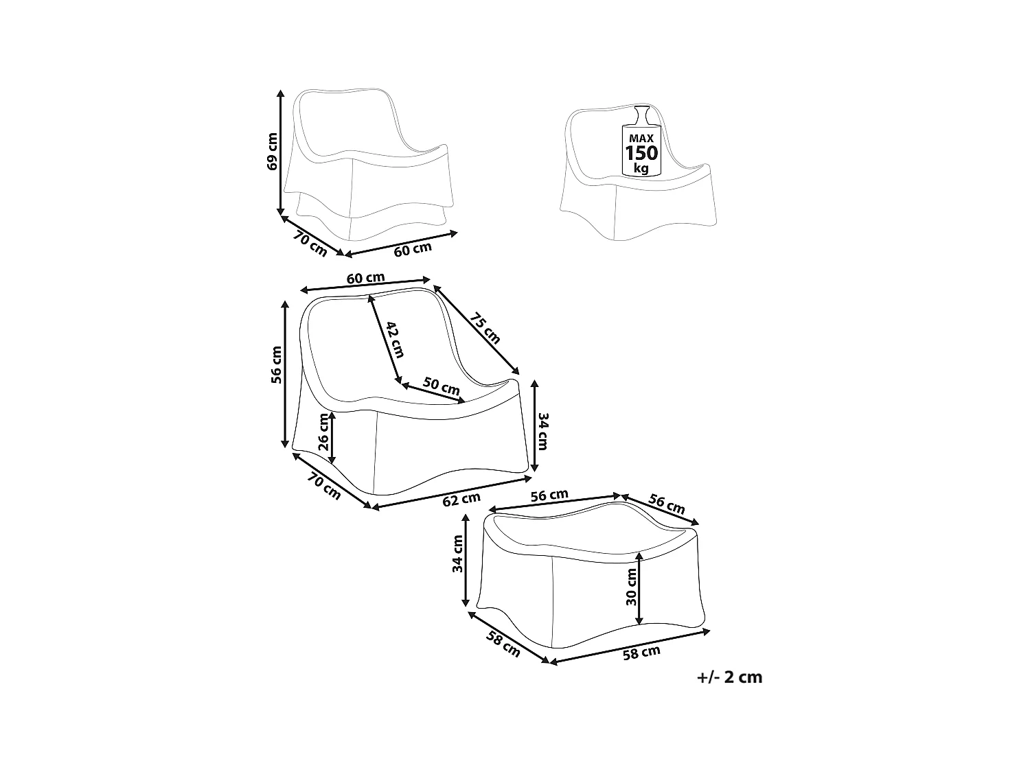 Fauteuil de jardin avec ottoman AIGANI Rotin Naturel