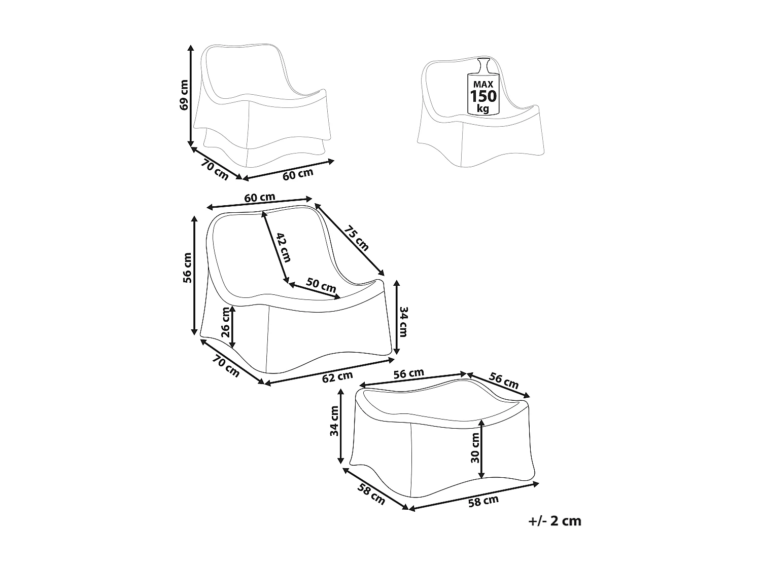 Fauteuil de jardin avec ottoman AIGANI Rotin Naturel
