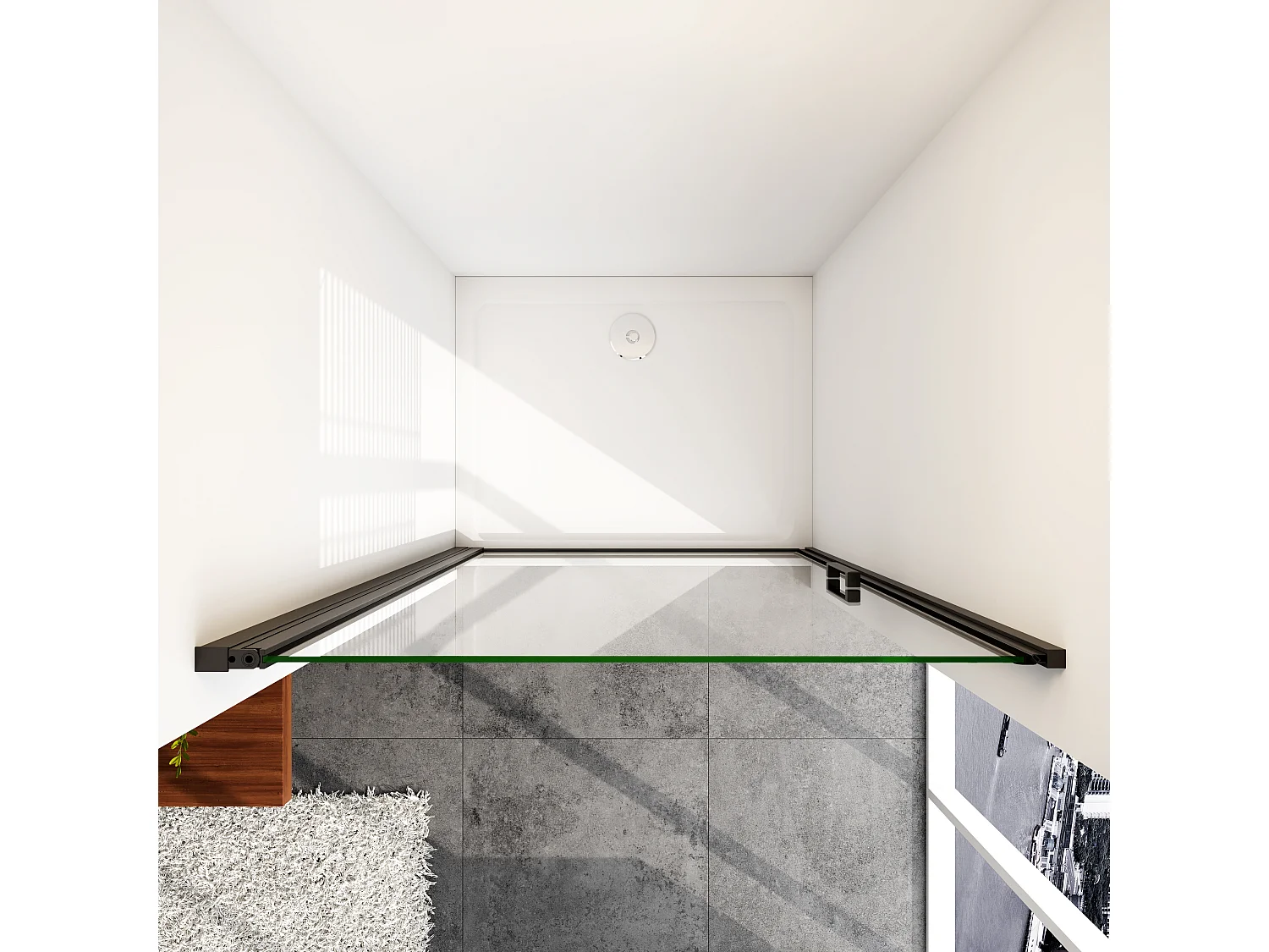 8mm 80x200cm Schwarze Walkin Pendeltür Drehtür Duschkabine Duschwanne