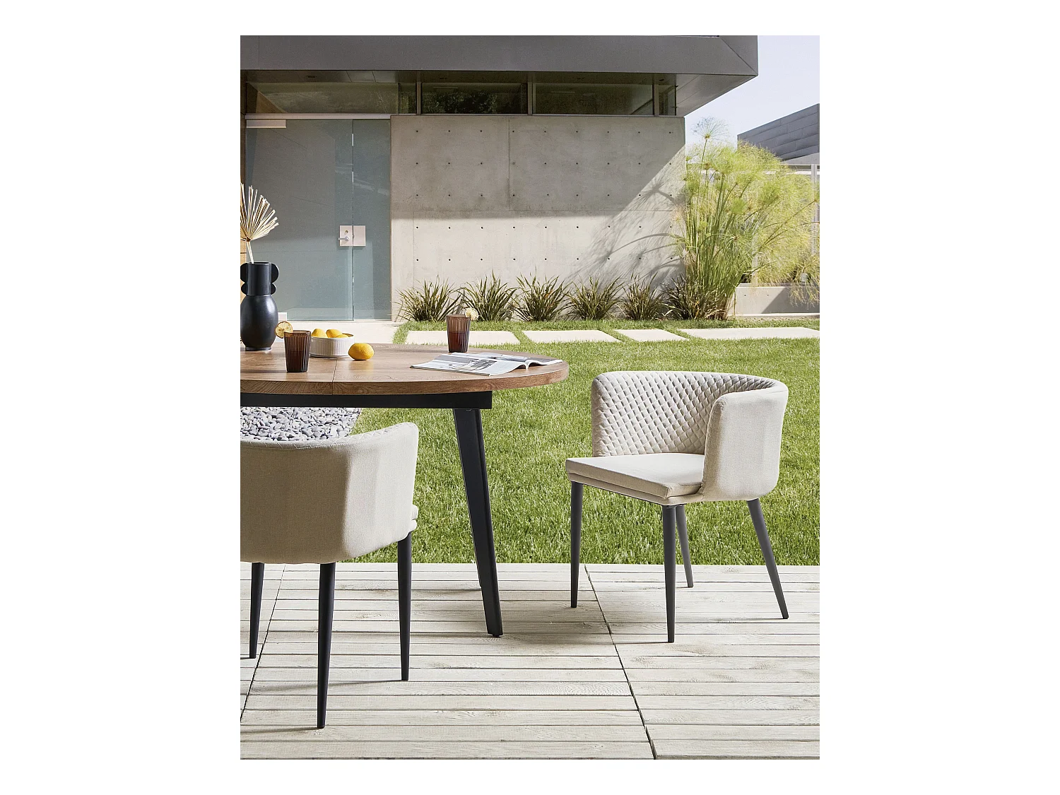 Lot de 2 chaises de jardin LIMASSON Tissu Beige