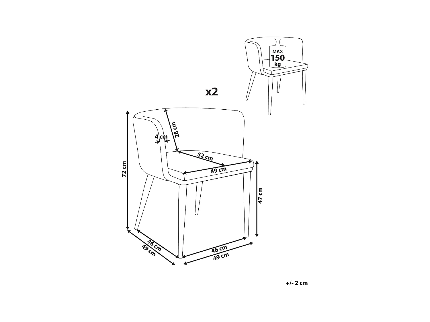 Lot de 2 chaises de jardin LIMASSON Tissu Beige