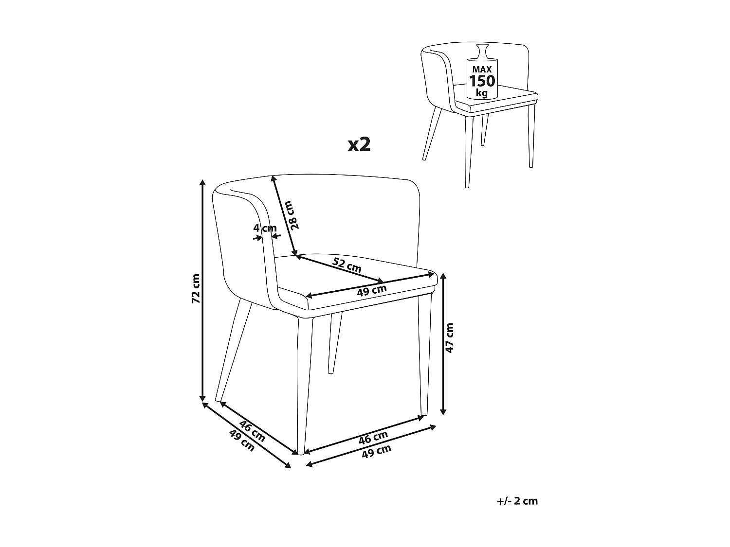 Lot de 2 chaises de jardin LIMASSON Tissu Beige