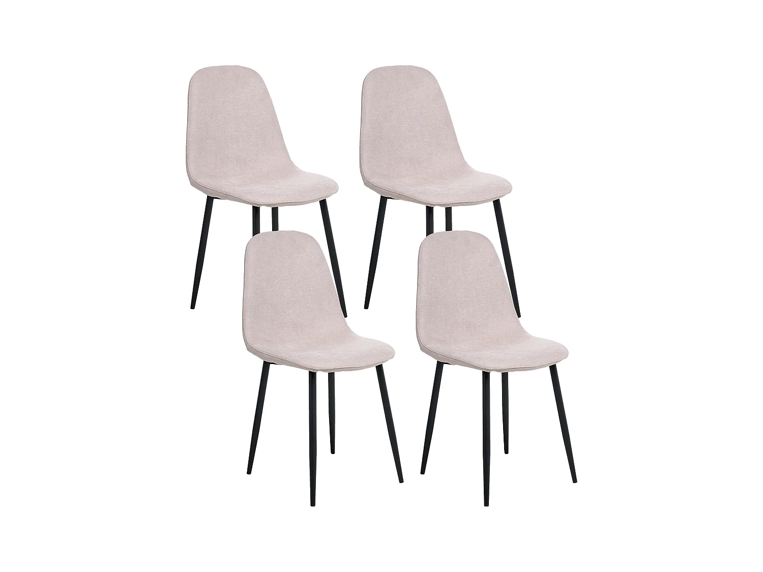 Lot de 4 chaises de salle à manger CRANDALL Tissu Beige