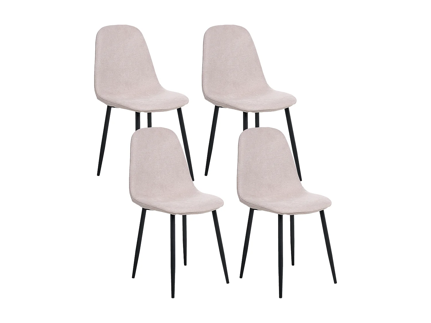 Lot de 4 chaises de salle à manger CRANDALL Tissu Beige
