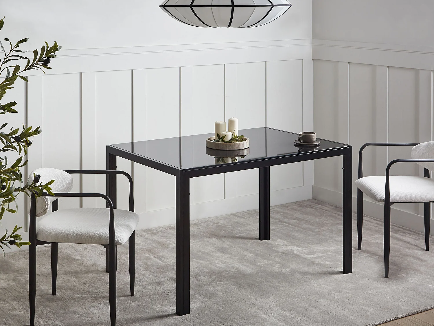 Table de repas LAVOS Noir 120 cm 80 cm Verre de sécurité