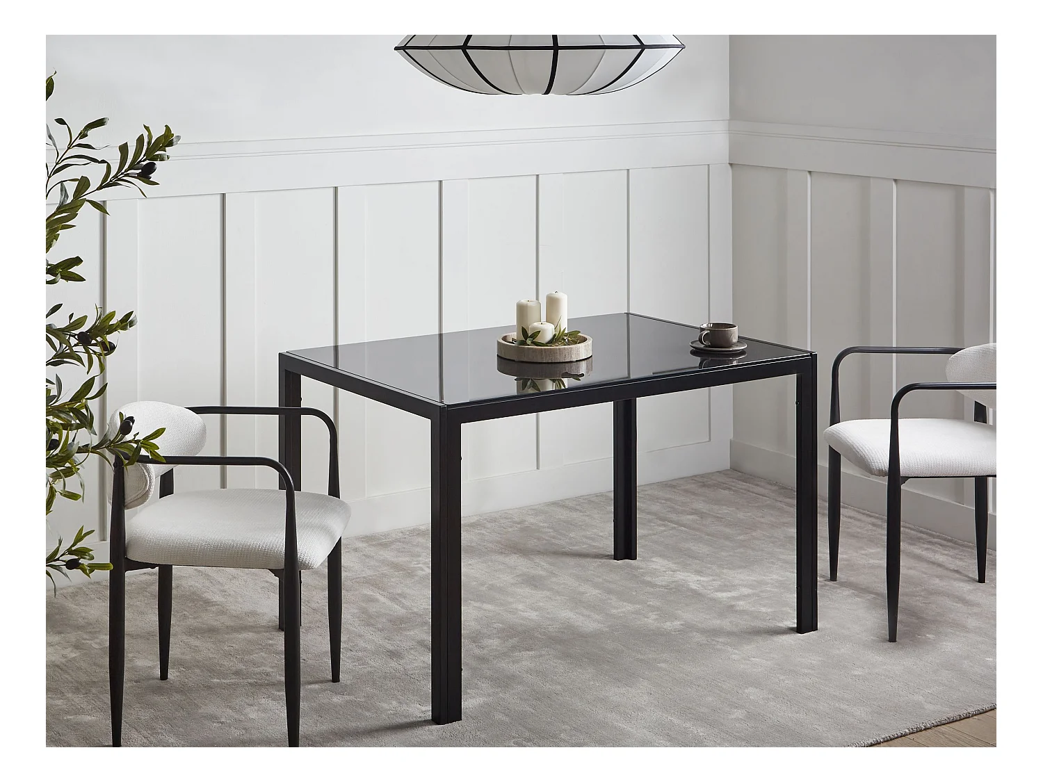 Table de repas LAVOS Noir 120 cm 80 cm Verre de sécurité