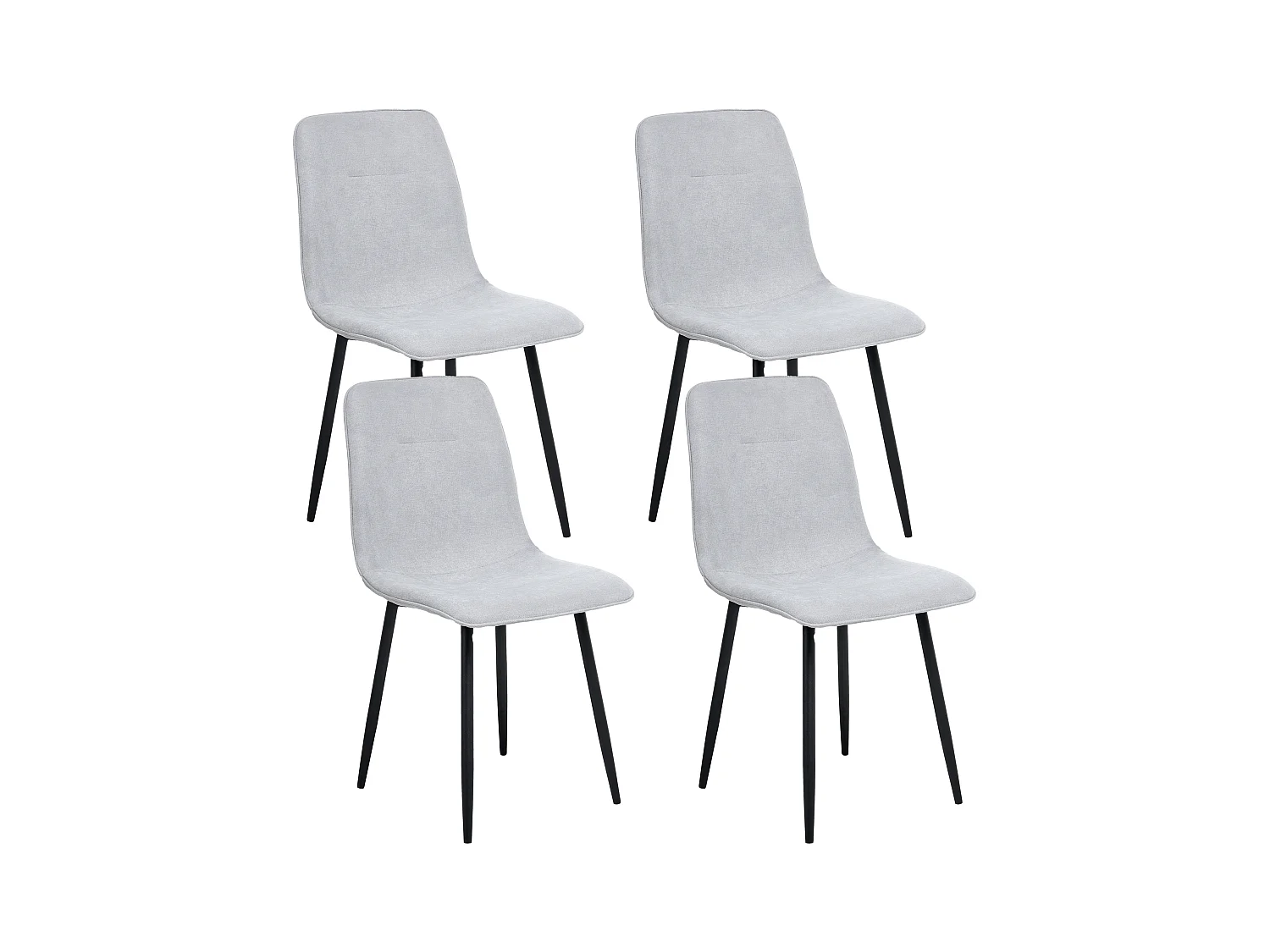 Lot de 4 chaises de salle à manger TUSCOLA Tissu Gris clair
