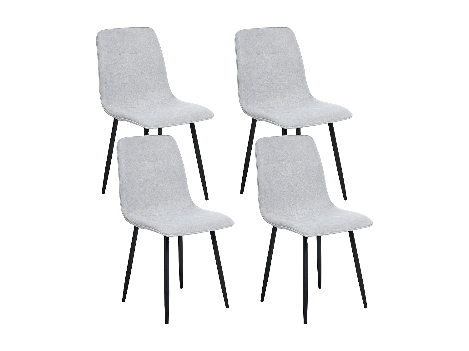 Lot de 4 chaises de salle à manger TUSCOLA Tissu Gris clair