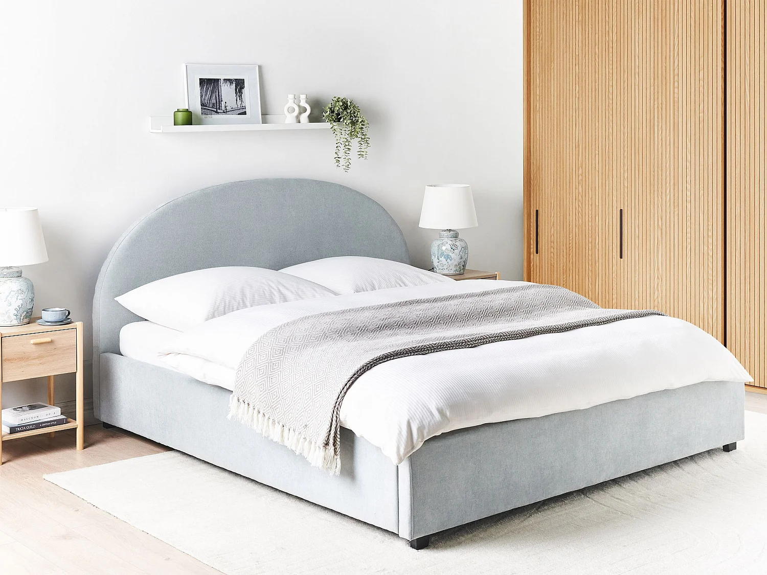 Bett mit Stauraum Stoff VAUCLUSE 180 x 200 cm Hellblau