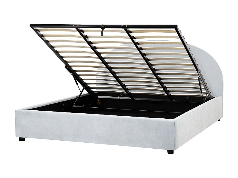 Lit ottoman Tissu chenille VAUCLUSE 180 x 200 cm Bleu clair