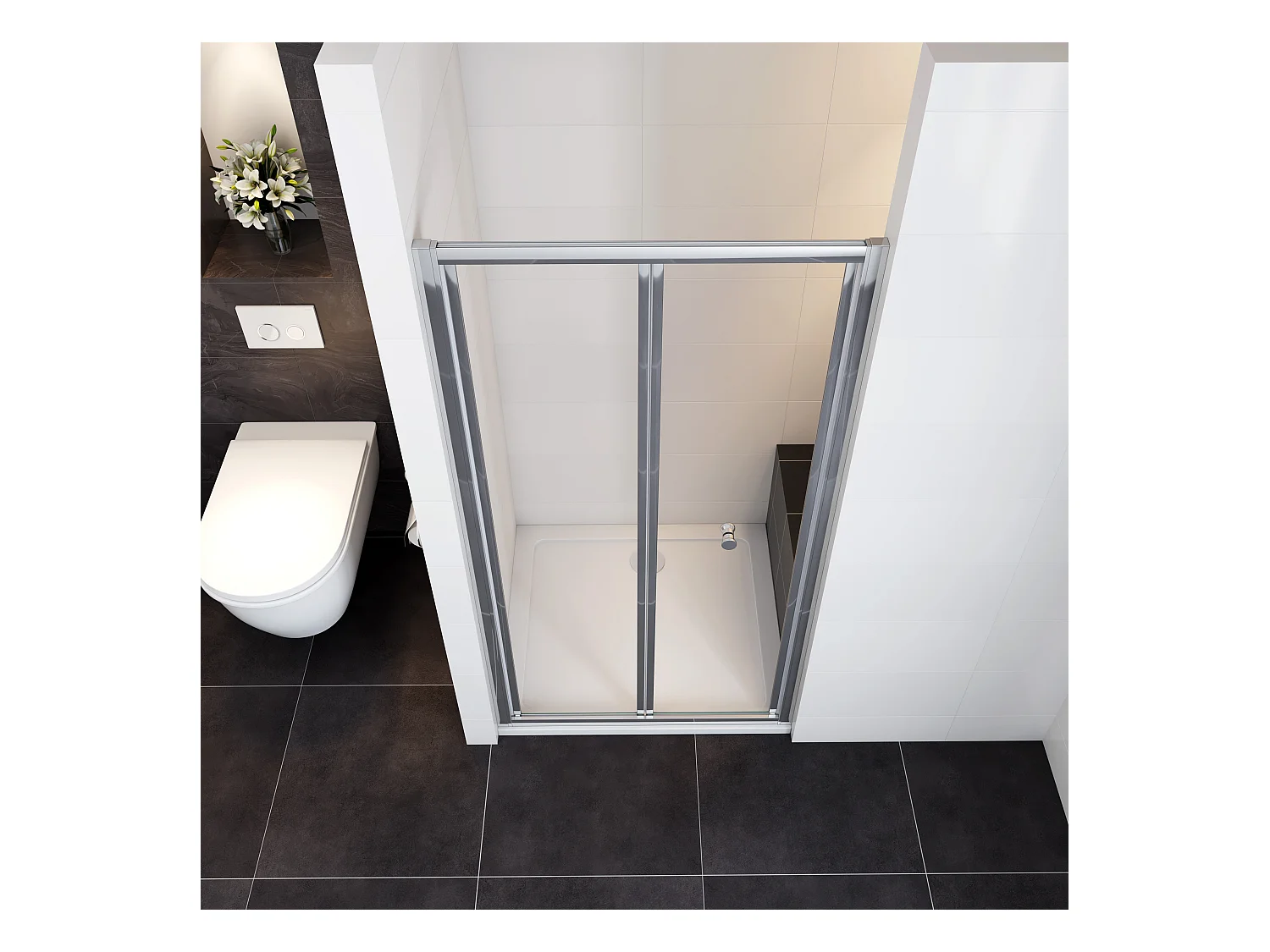 5mm 76x185cm Sicherheitsglas Duschkabine Falttür Duschtür Duschabtrennung