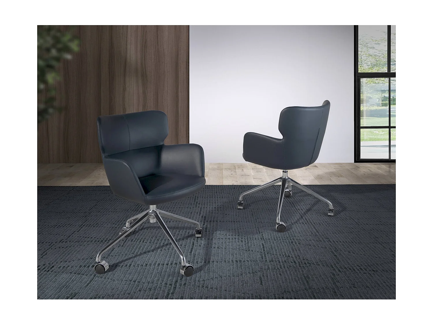 Chaise bureau pivotante design bleu marine Angel Cerda