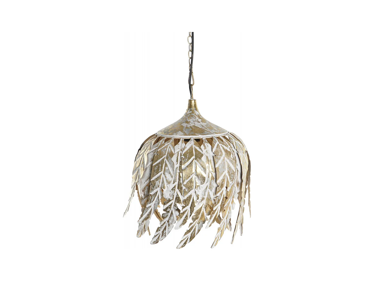 Suspension élégante feuilles métal gris décapé