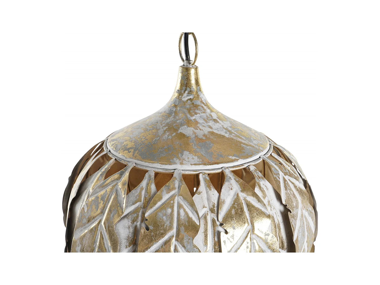 Suspension élégante feuilles métal gris décapé