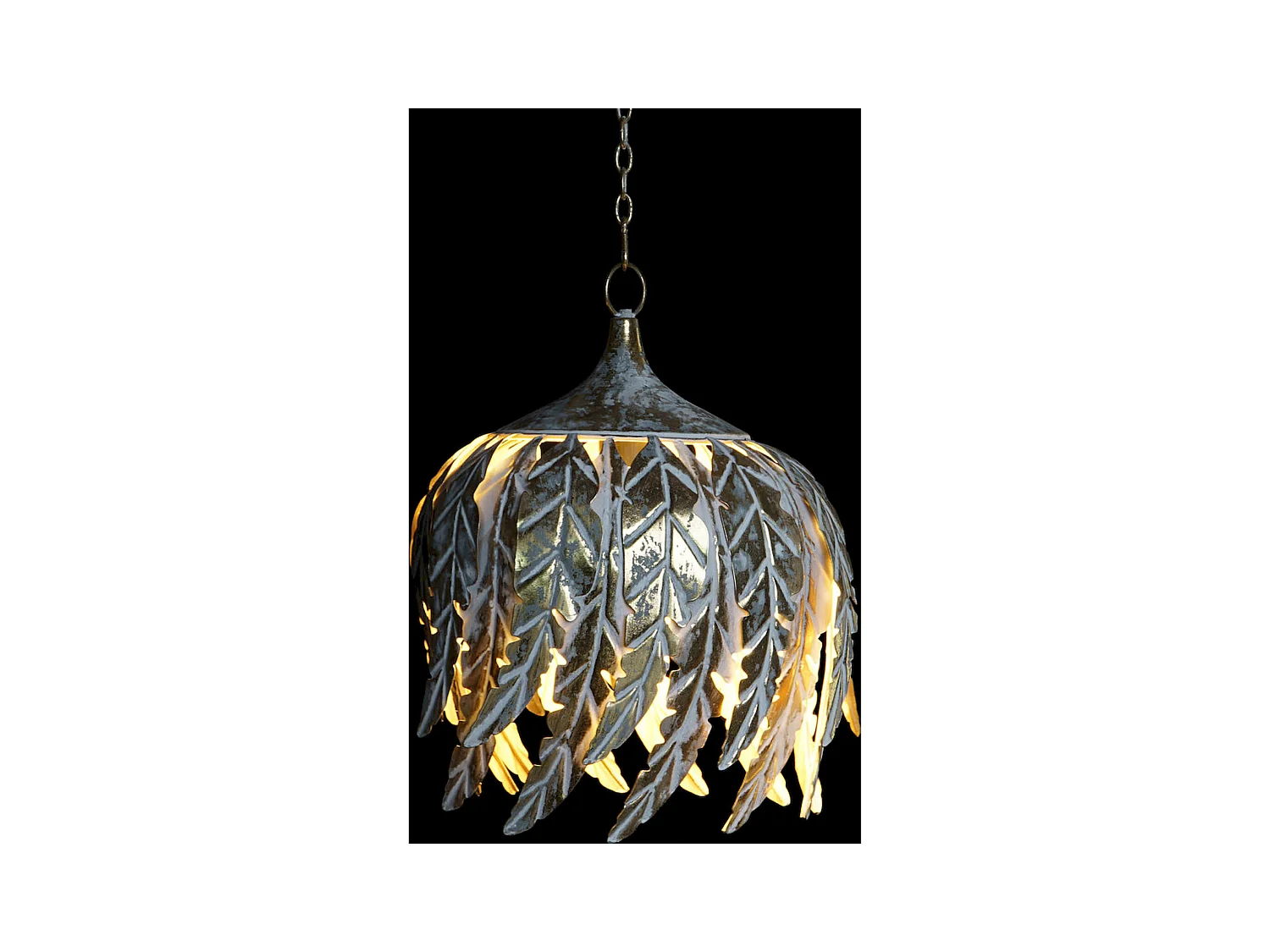 Suspension élégante feuilles métal gris décapé