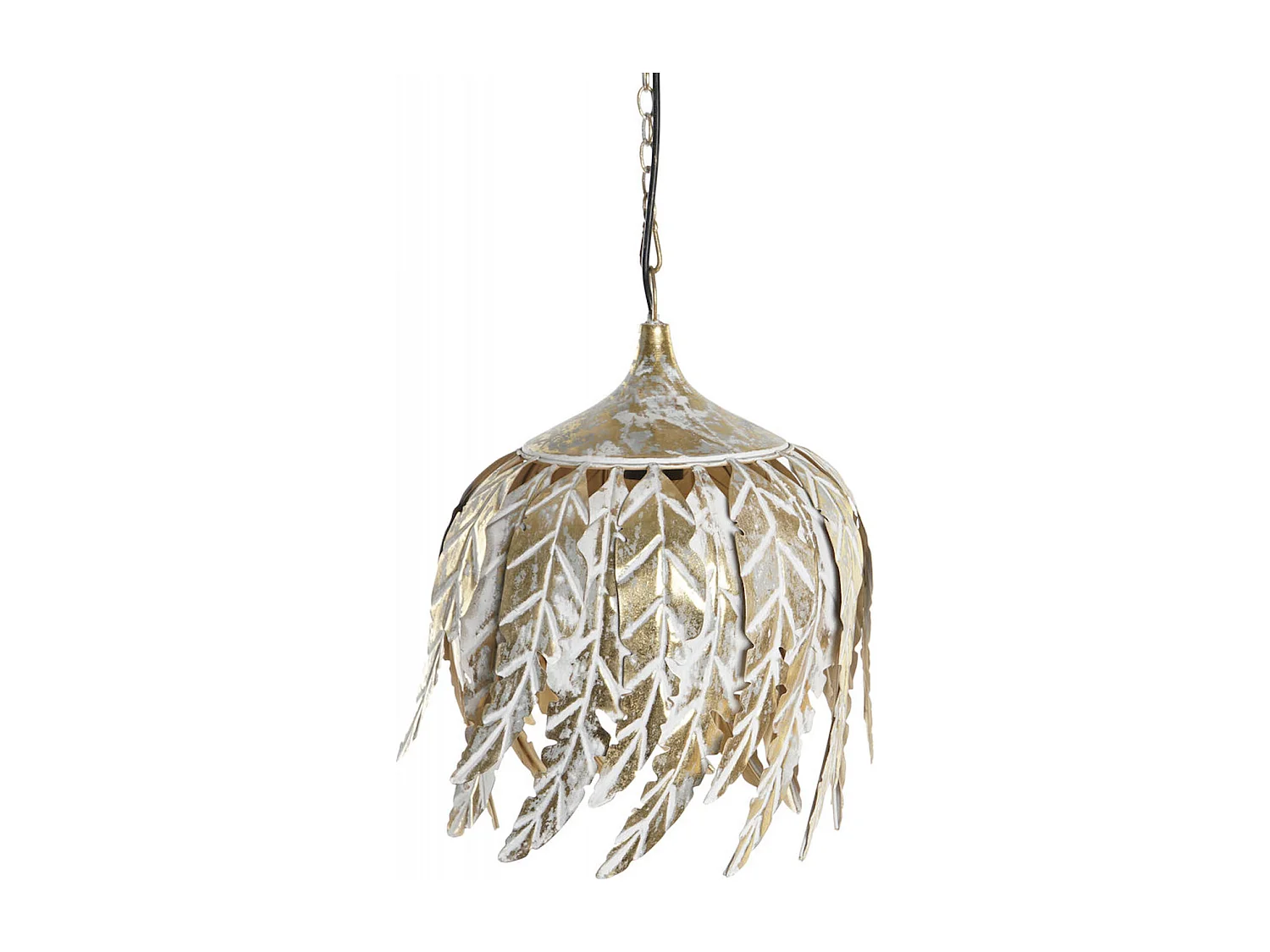 Suspension élégante feuilles métal gris décapé