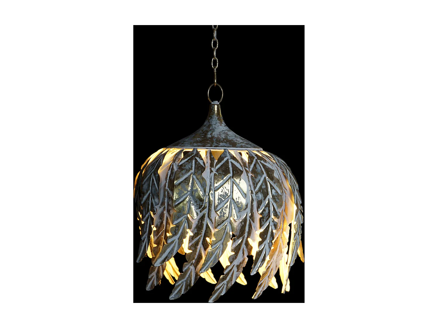 Suspension élégante feuilles métal gris décapé