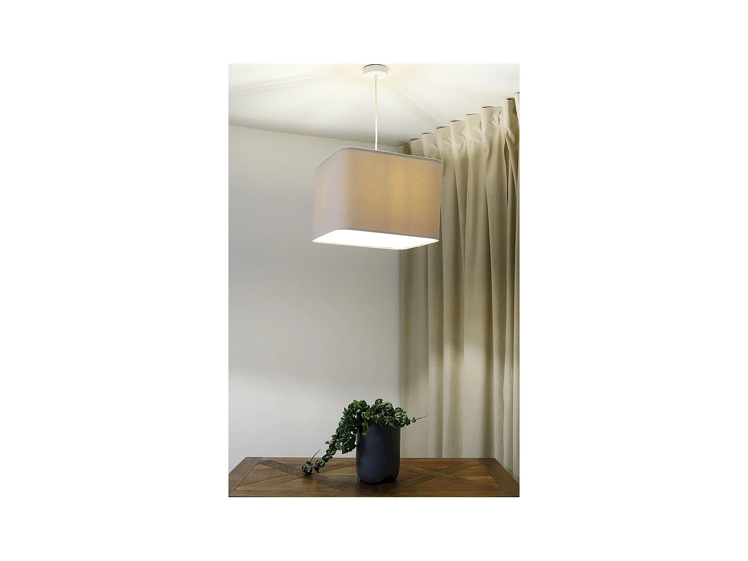 Suspension élégante en lin beige - Hauteur 30 cm