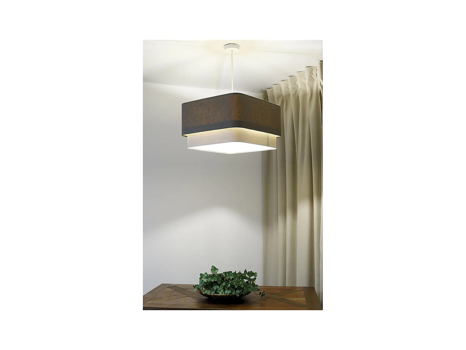 Suspension épurée en tissu lin et PVC beige