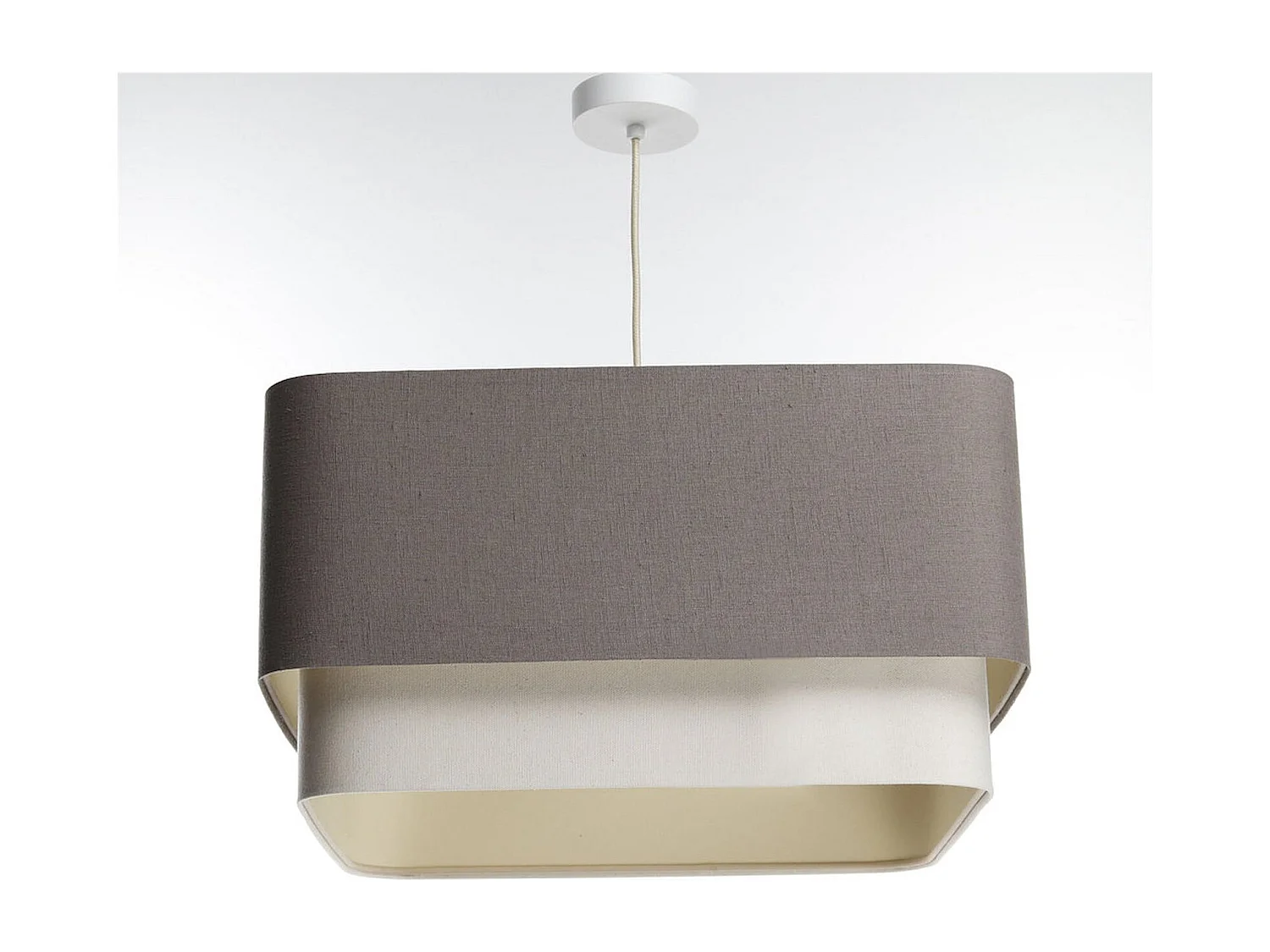 Suspension épurée en tissu lin et PVC beige