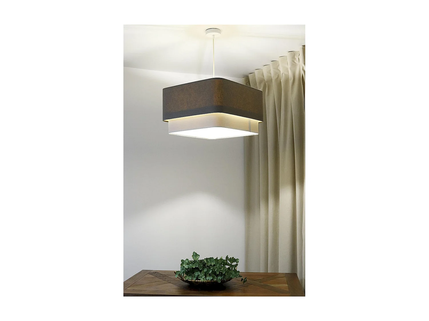 Suspension épurée en tissu lin et PVC beige