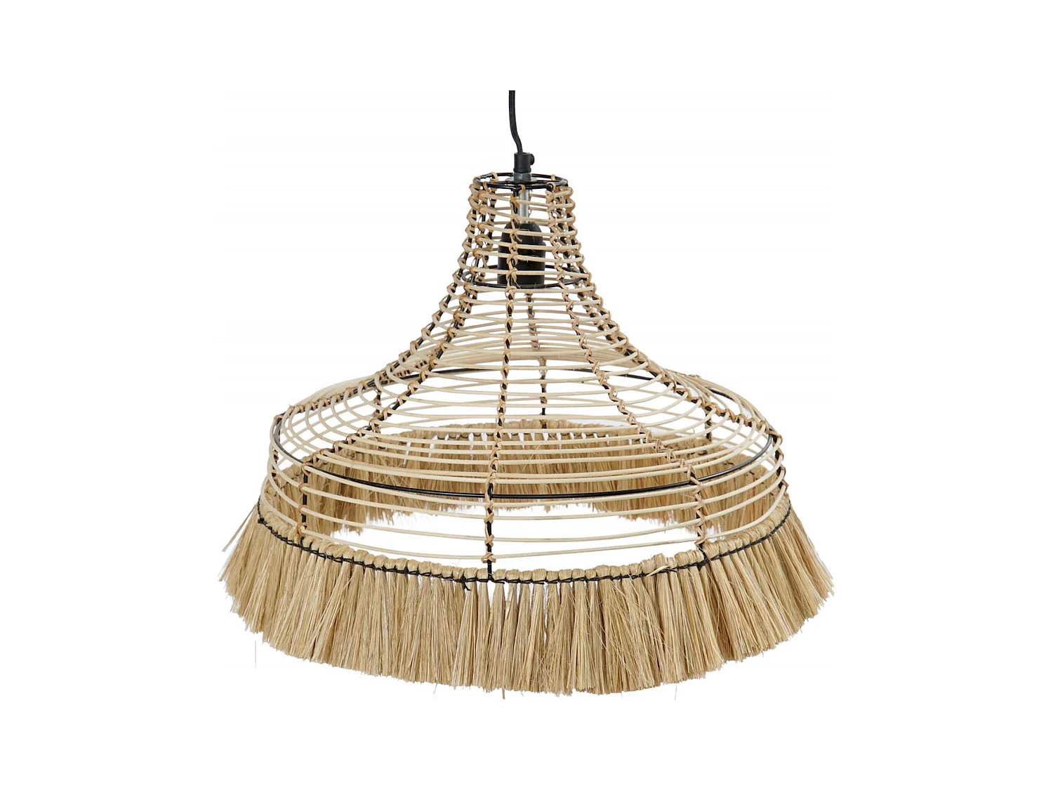 Suspension élégante en jute et métal pour salon chaleureux