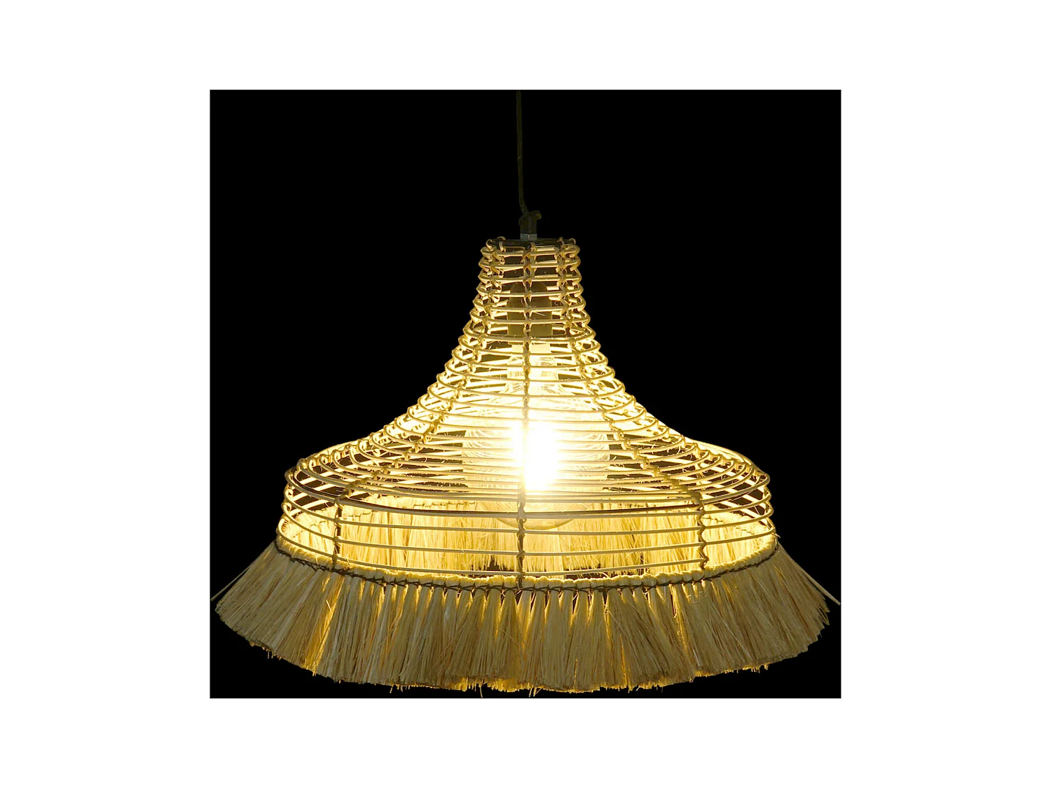 Suspension élégante en jute et métal pour salon chaleureux