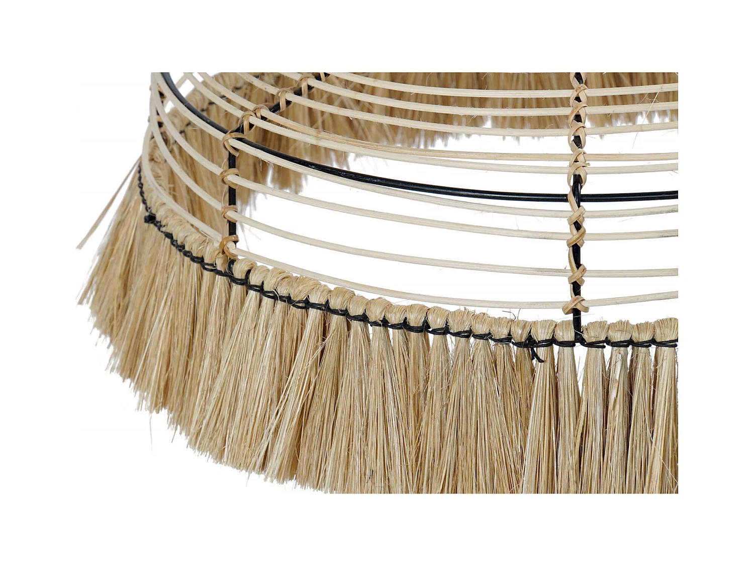 Suspension élégante en jute et métal pour salon chaleureux