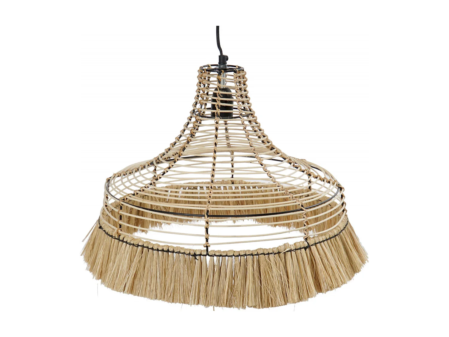 Suspension élégante en jute et métal pour salon chaleureux