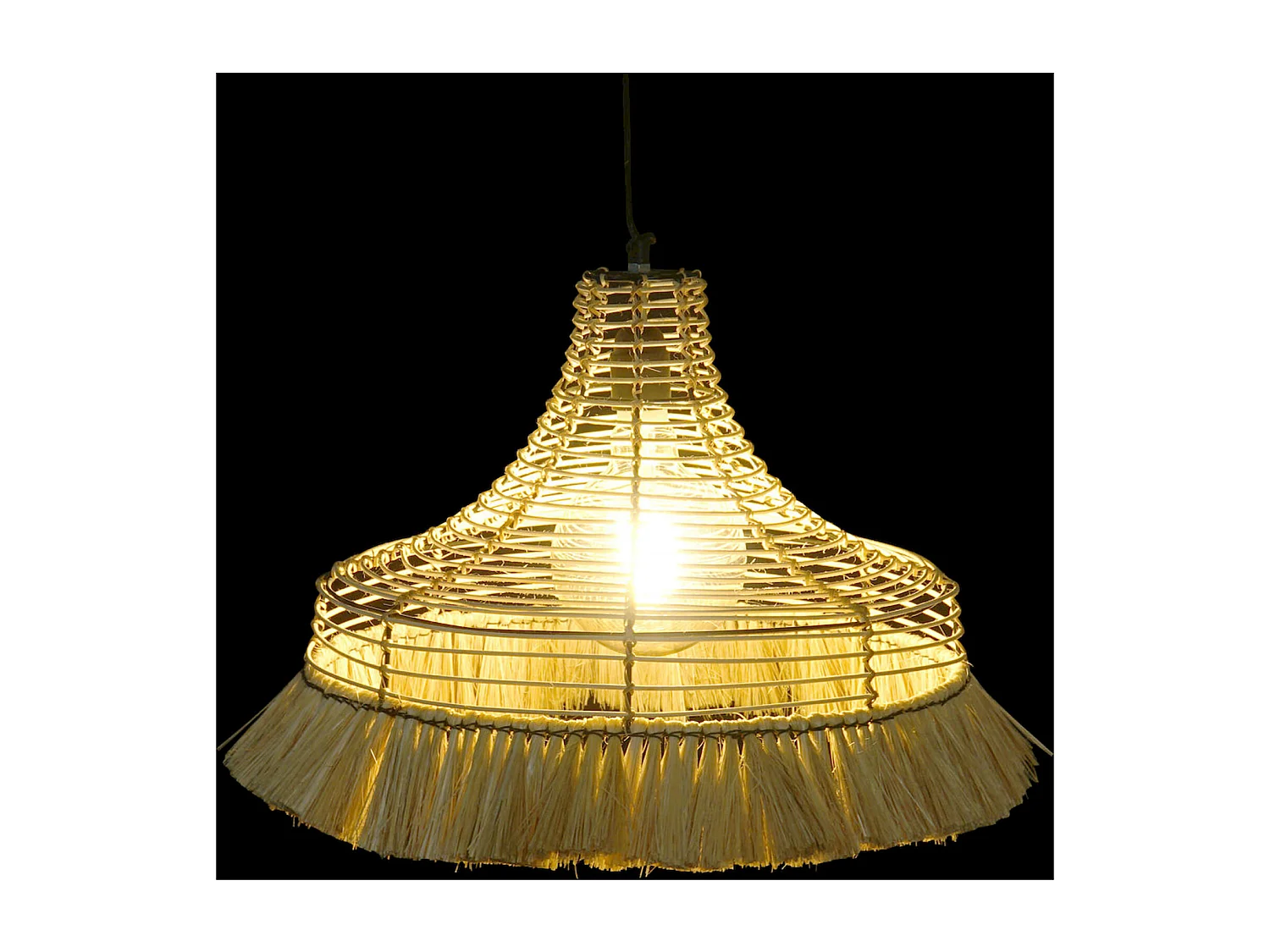 Suspension élégante en jute et métal pour salon chaleureux