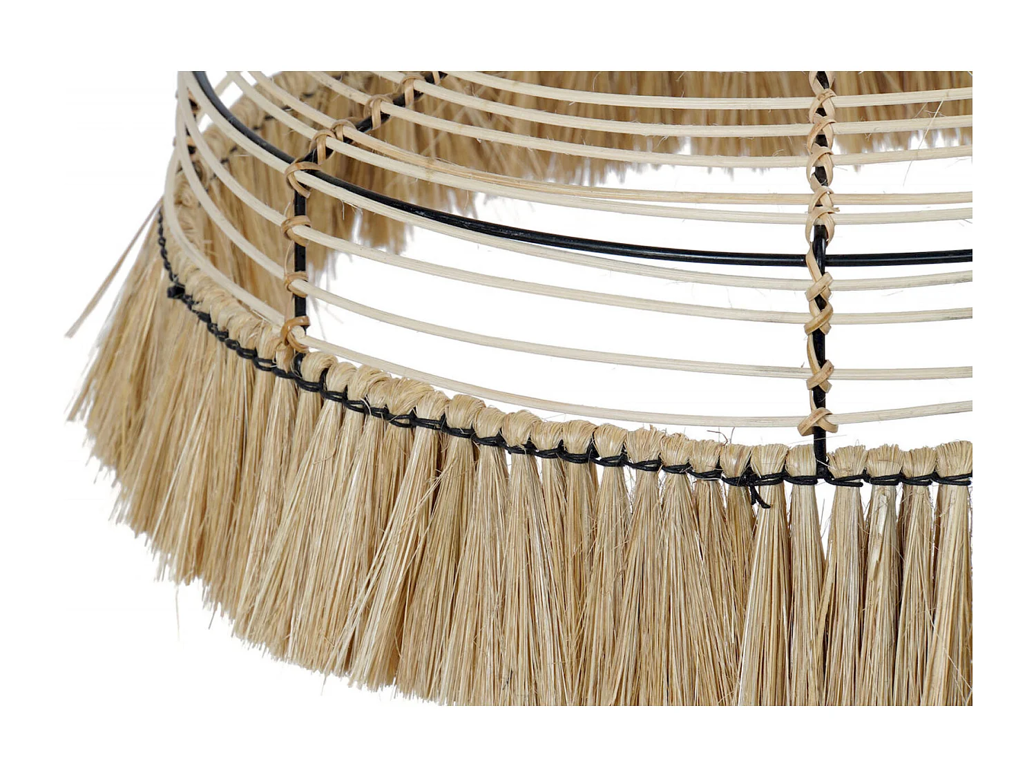 Suspension élégante en jute et métal pour salon chaleureux