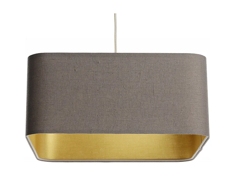 Suspension textile lin beige élégance dorée - Hauteur 30 cm